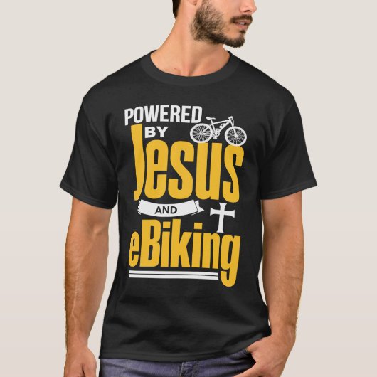 Christliches E-Biker Jesus EBike Electric Bike E B T-Shirt (Vorderseite)