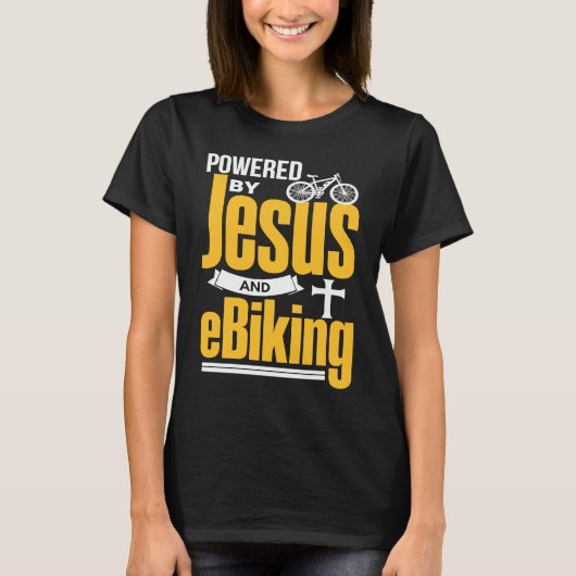 Christliches E-Biker Jesus EBike Electric Bike E B T-Shirt (Vorderseite)