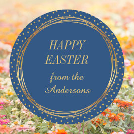 Christliches, elegantes Gold Polka Dots Happy Oast Runder Aufkleber