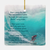 Christliches Erinnerungsandenken  Wave Surfer Wass Keramikornament (Rückseite)