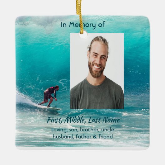 Christliches Erinnerungsandenken  Wave Surfer Wass Keramikornament (Vorderseite)
