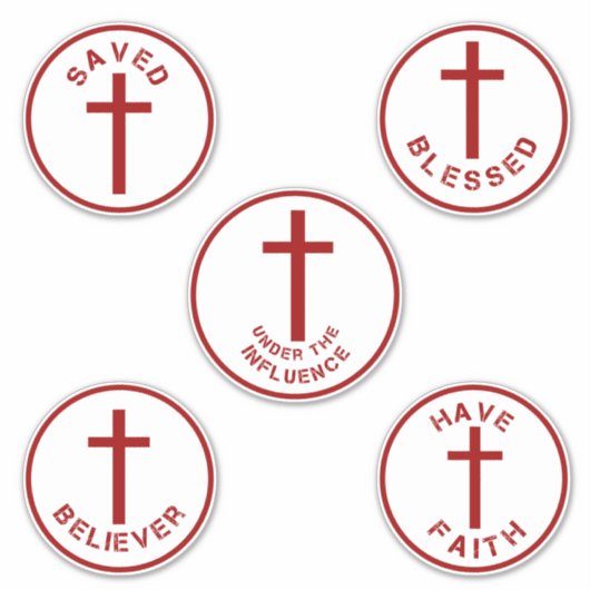 Christliches Faith Typografy Set 2 mit Rotes Kreuz Aufkleber (Vorderseite)