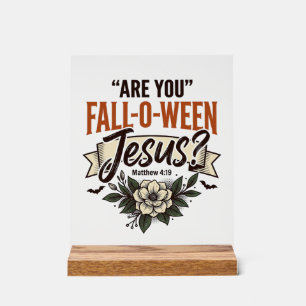 Christliches Fall-O-Ween Jesus Vintage Gravur Shir Acrylschild