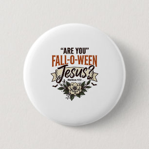 Christliches Fall-O-Ween Jesus Vintage Gravur Shir Button