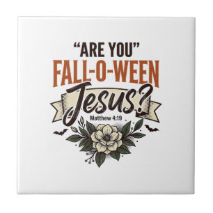Christliches Fall-O-Ween Jesus Vintage Gravur Shir Fliese