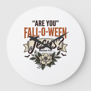 Christliches Fall-O-Ween Jesus Vintage Gravur Shir Große Wanduhr