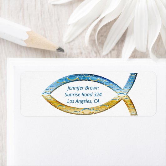 Christliches Fisch-Adresslabel (Insitu)