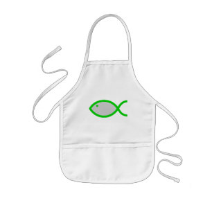 Christliches Fisch-Symbol - Grau mit Grün Kinderschürze