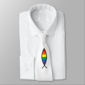 Christliches Fisch-Symbol in der Regenbogen-Grafik Krawatte (Gebunden)