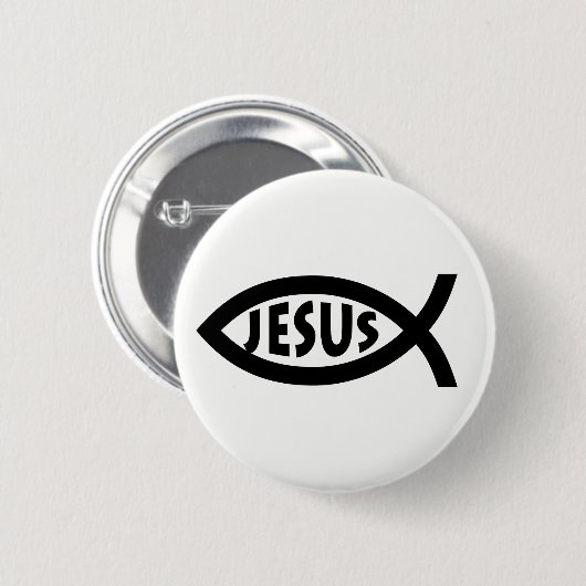 Christliches Fisch-Symbol Jesuss Button (Vorne & Hinten)