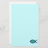 Christliches Fisch-Symbol - LOUD! - Aqua und Blau Briefpapier (Vorne/Hinten)
