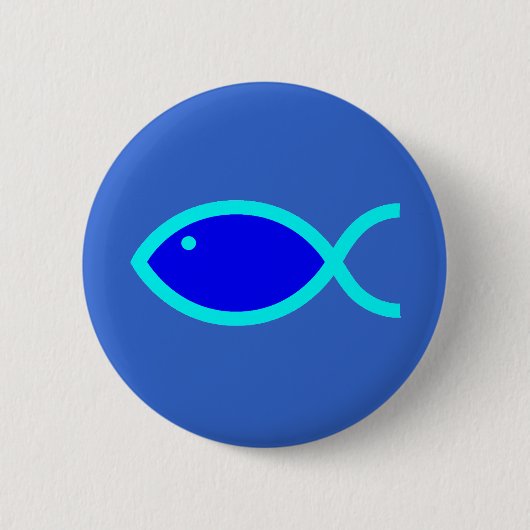 Christliches Fisch-Symbol - LOUD! Blau und Aqua Button (Vorderseite)