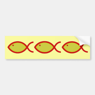 Christliches Fisch-Symbol - LOUD! Gold und Rot Autoaufkleber