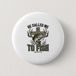 Christliches Fischdesign Er rief mich zum Fischen Button