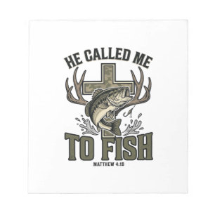 Christliches Fischdesign Er rief mich zum Fischen Notizblock