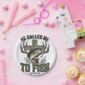 Christliches Fischdesign Er rief mich zum Fischen Pappteller (Party)