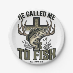 Christliches Fischdesign Er rief mich zum Fischen Pappteller