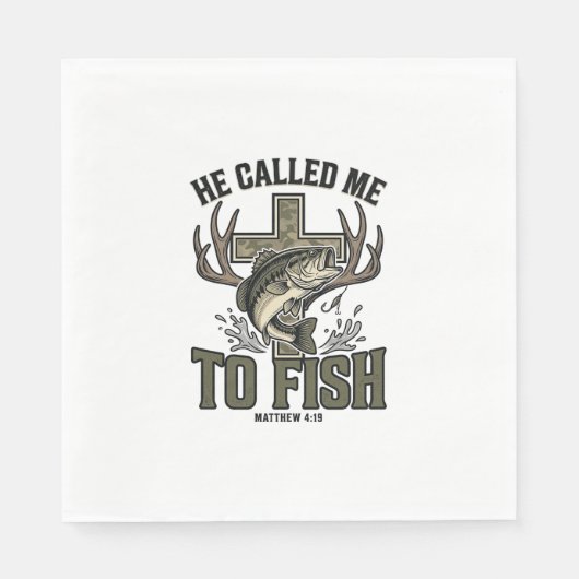 Christliches Fischdesign Er rief mich zum Fischen Serviette (Vorderseite)