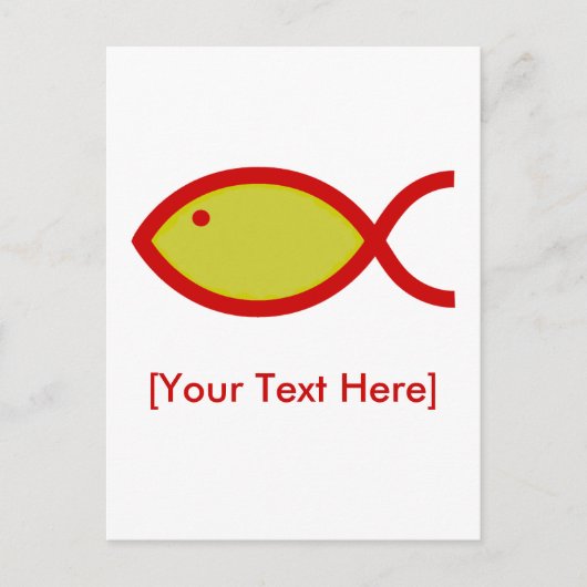 Christliches Fischsymbol - Gold mit Rot Postkarte (Vorderseite)