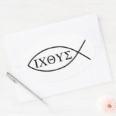 Christliches Fischsymbol ICHTHYS oder ICHTHUS Ovaler Aufkleber (Umschlag)