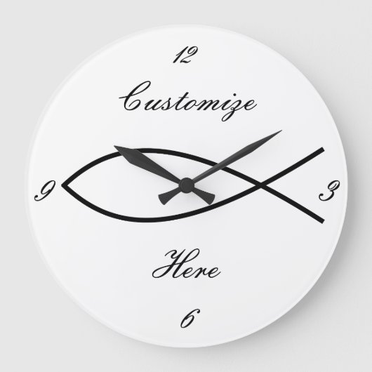 Christliches Fischsymbol Ichthys Thunder_Cove Große Wanduhr (Vorderseite)