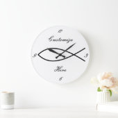 Christliches Fischsymbol Ichthys Thunder_Cove Große Wanduhr (Zuhause)