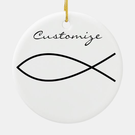 Christliches Fischsymbol Ichthys Thunder_Cove Keramik Ornament (Hinten)