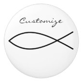 Christliches Fischsymbol Ichthys Thunder_Cove Keramikknauf (Vorderseite)