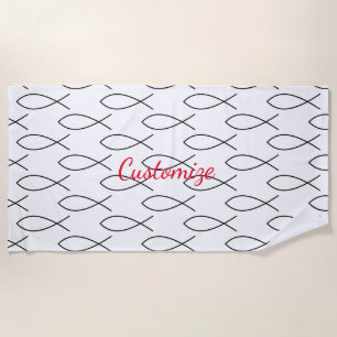 Christliches Fischsymbol Ichthys Thunder_Cove Strandtuch