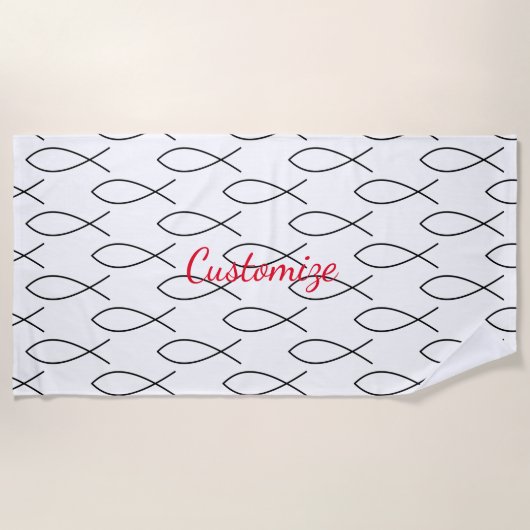 Christliches Fischsymbol Ichthys Thunder_Cove Strandtuch (Vorderseite)