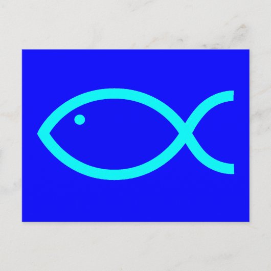 Christliches Fischsymbol - LOUD! Blau und Aqua Postkarte (Vorderseite)