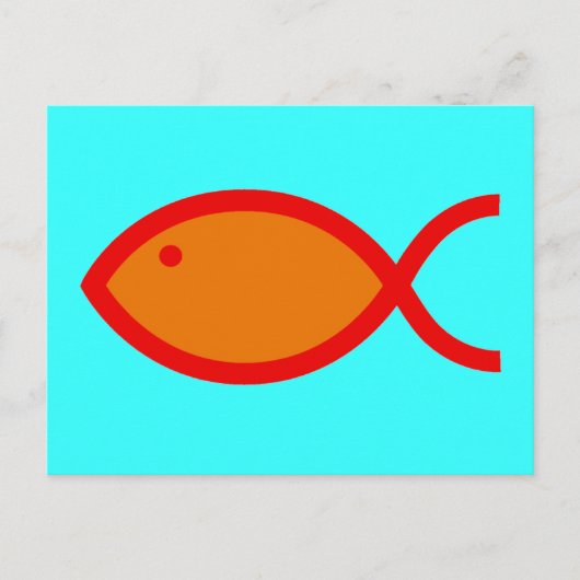 Christliches Fischsymbol - LOUD! Orange und Rot Postkarte (Vorderseite)