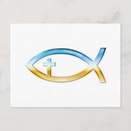 Christliches Fischsymbol mit Crucifix - Sky & Grou Postkarte