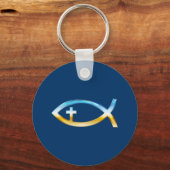 Christliches Fischsymbol mit Crucifix - Sky & Grou Schlüsselanhänger (Vorderseite)