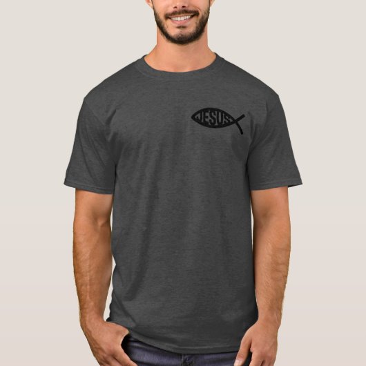 Christliches Fischsymbol mit Jesus Name T-Shirt (Vorderseite)
