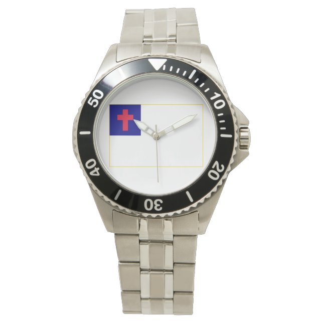 Christliches Flag Mit Namen oder Initialen anpasse Armbanduhr (Vorderseite)