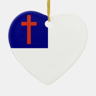 Christliches Flaggen-Herz Keramikornament