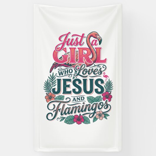 Christliches Flamingo Mädchen Vintage Banner (Vertikal)