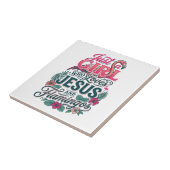 Christliches Flamingo Mädchen Vintage Fliese (Seite)