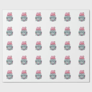 Christliches Flamingo Mädchen Vintage Geschenkpapier