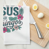 Christliches Flamingo-Mädchen Vintage Geschirrtuch (Viertel Falte)