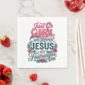 Christliches Flamingo Mädchen Vintage Serviette (Beispiel)