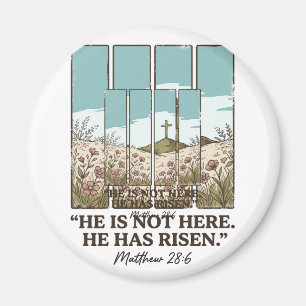 Christliches florales Kreuz Matthäus 28_6 Vintage Magnet