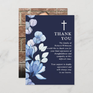 Christliches Foto der Blauen Flora Dankeskarte
