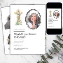 Christliches Foto zur Beerdigung durch Blumenkreuz