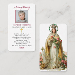 Christliches Gebet Florale Jungfrau Maria Königin Visitenkarte