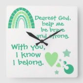 Christliches Gebet für Kinder Grün| Quadratische Wanduhr (Vorderseite)