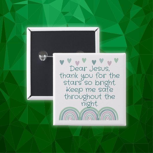 Christliches Gebet für Kinder Grün und Rosa | Button