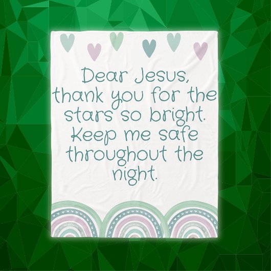 Christliches Gebet für Kinder Grün und Rosa | Fleecedecke