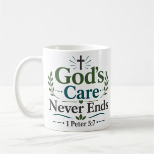 Christliches Gebet Zitat: Gottes Fürsorge endet ni Kaffeetasse